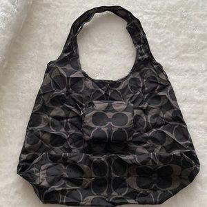 COACH Packable Bag Shopper Tote - CHARCOAL Coach signature design